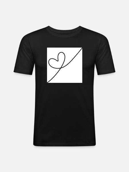 Heart Black on White - Men's Slim Fit T-Shirt - black