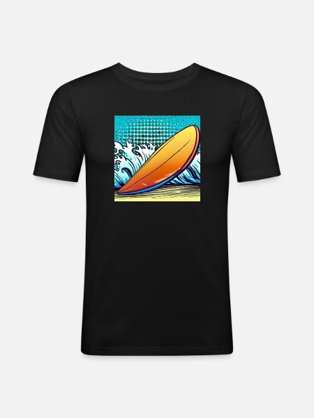 Surfboard - Männer Slim Fit T-Shirt - Schwarz