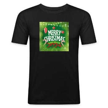 Merry Christmas and Happy New Year 2024 - T-shirt près du corps Homme - noir - Devant - Nik (191cm)
