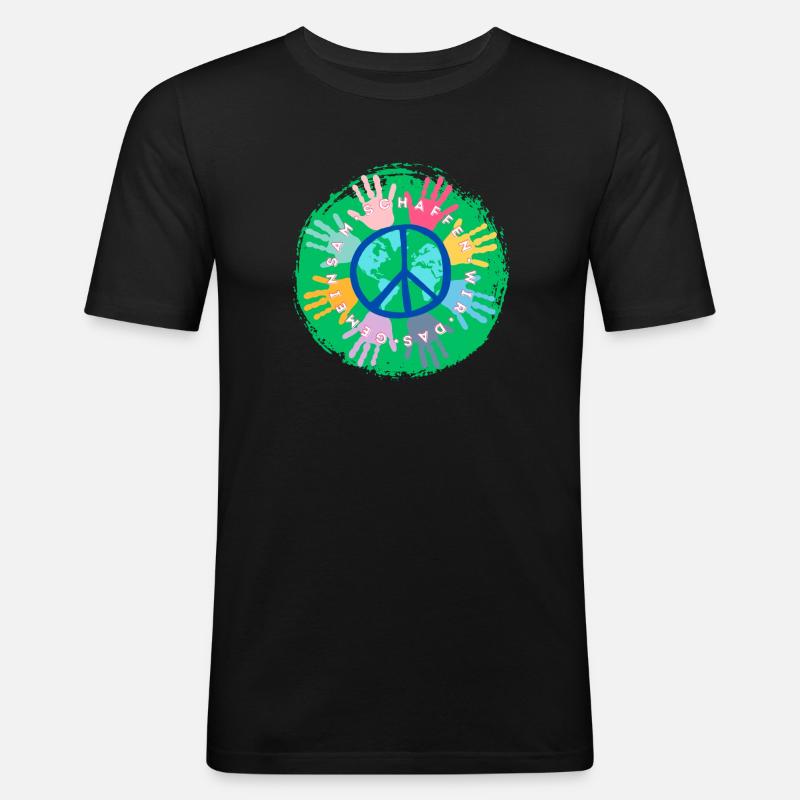 Gemeinsam stark sein - Männer Slim Fit T-Shirt - Schwarz