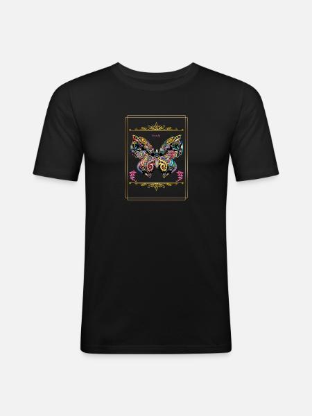 Papillon - T-shirt près du corps Homme - noir