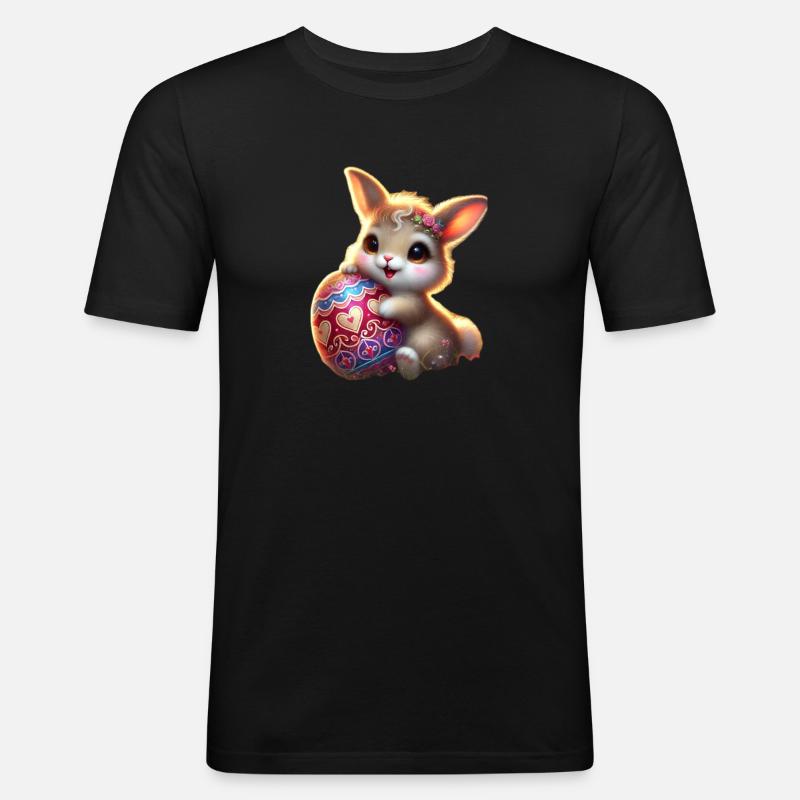 Easter bunny with egg - Men's Slim Fit T-Shirt - black