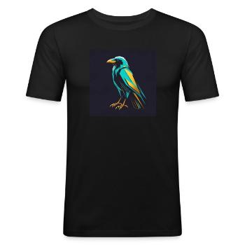 Modernes Raben Design - Männer Slim Fit T-Shirt - Schwarz - Vorne - Nik (191cm)