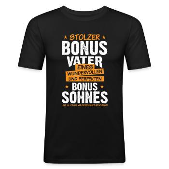 Stiefvater stolzer Bonus Vater & Bonus Sohn - Männer Slim Fit T-Shirt - Schwarz - Vorne - Nik (191cm)