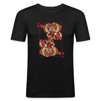 Elefant Steampunk Kartenspiel Herz Queen Poker - Männer Slim Fit T-Shirt - Schwarz - Vorne - Nik (191cm)