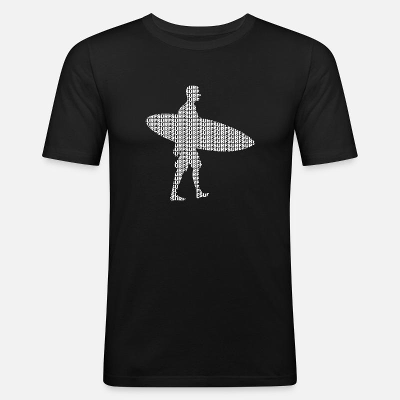 Surfer - Männer Slim Fit T-Shirt - Schwarz