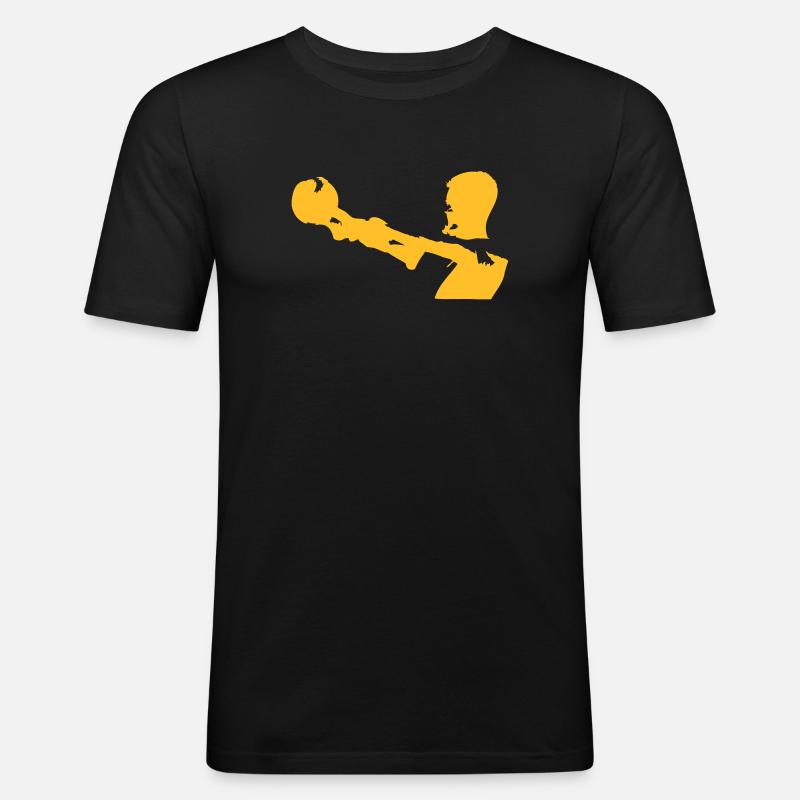 Kugelhantel Action - Männer Slim Fit T-Shirt - Schwarz