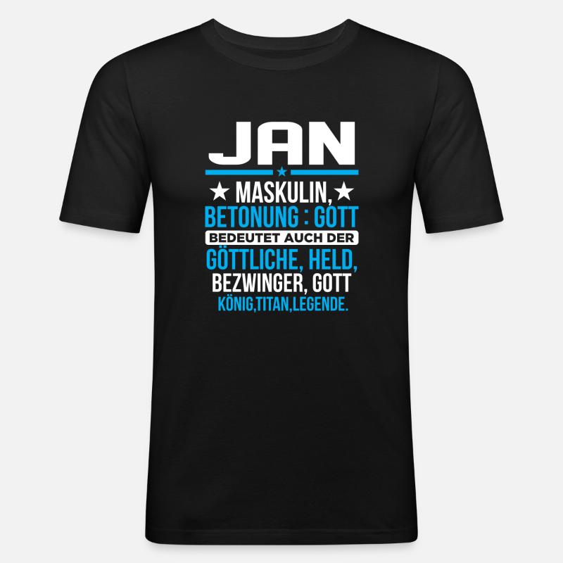 JAN - Titan - Männer Slim Fit T-Shirt - Schwarz