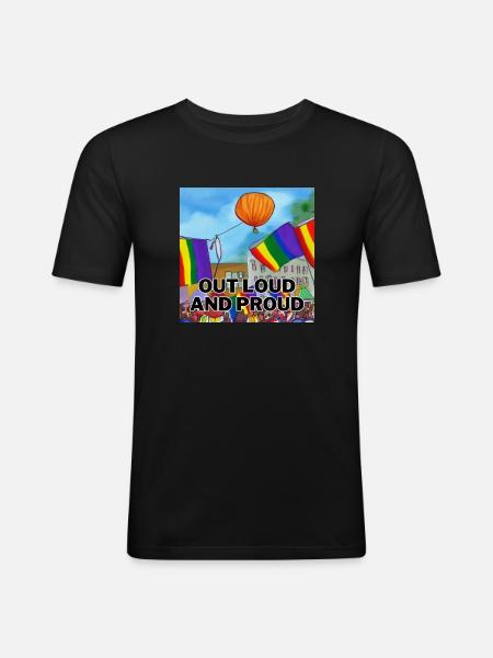 Out Loud and Proud - Men's Slim Fit T-Shirt - black