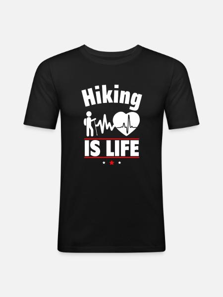 Hiking is life - Men's Slim Fit T-Shirt - black