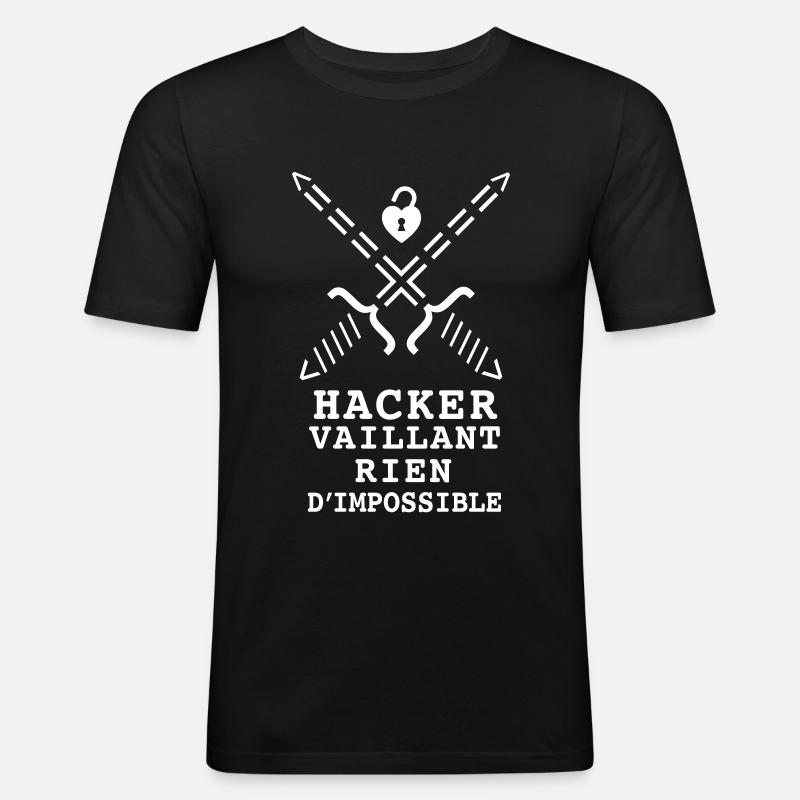 Hacker Vaillant rien d'impossible - T-shirt près du corps Homme - noir