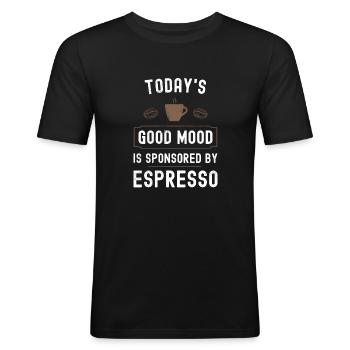 Today Good Mood is sponsored by Espresso - Männer Slim Fit T-Shirt - Schwarz - Vorne - Nik (191cm)