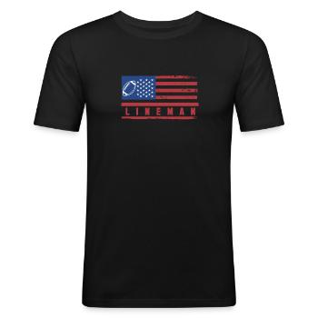 USA Flag America Flag Lineman Football - Men's Slim Fit T-Shirt - black - Front - Nik (191cm)