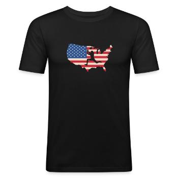 USA Flag America Flag Wild Receiver Shirt - Men's Slim Fit T-Shirt - black - Front - Nik (191cm)