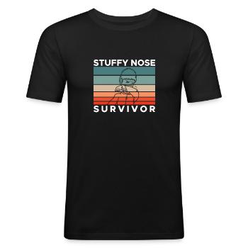 Survivant du nez bouché - T-shirt près du corps Homme - noir - Devant - Nik (191cm)