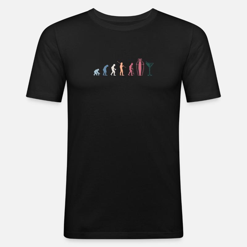 Evolution Bartender Barkeeper Shirt Geschenk - Männer Slim Fit T-Shirt - Schwarz