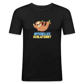 Offizielles Schlaf shirt - Männer Slim Fit T-Shirt - Schwarz - Vorne - Nik (191cm)