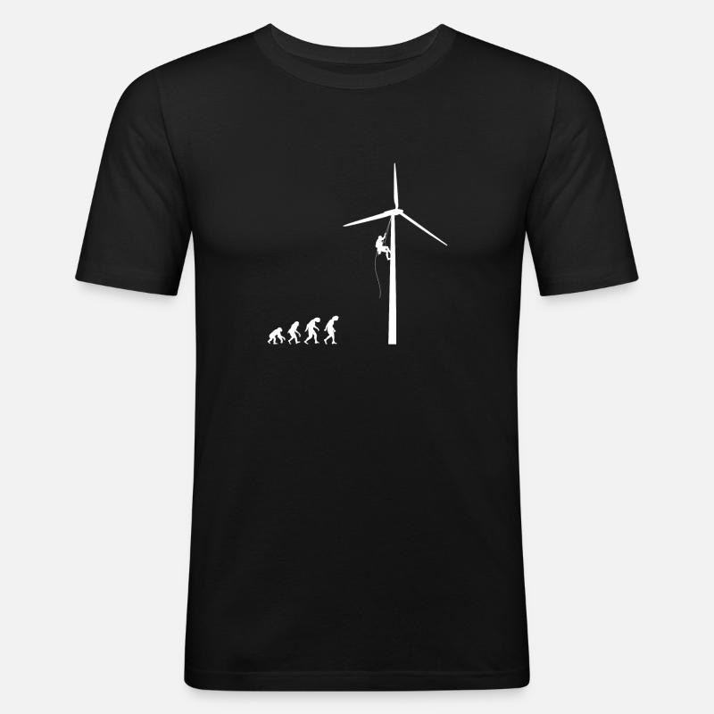 Evolution Windrad Windenergie Shirt Geschenk - Männer Slim Fit T-Shirt - Schwarz