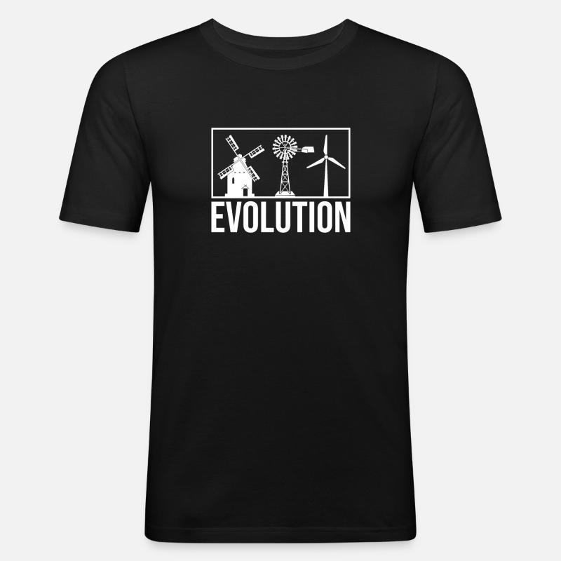 Evolution Windmühle Windrad Energie Shirt - Männer Slim Fit T-Shirt - Schwarz