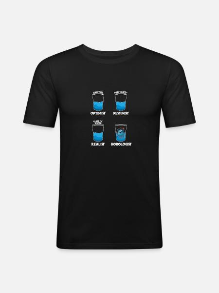 Optimist Pesimist Horologist - Men's Slim Fit T-Shirt - black