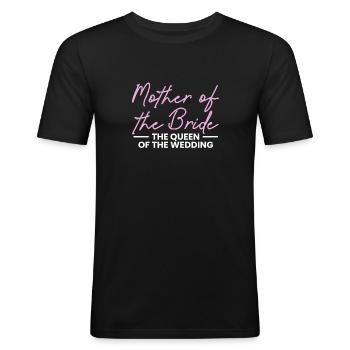 Mère De La Mariée La Reine Du Mariage - T-shirt près du corps Homme - noir - Devant - Nik (191cm)