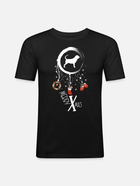 Bluthund Weihnachten Weihnachtstraumfänger - Männer Slim Fit T-Shirt - Schwarz