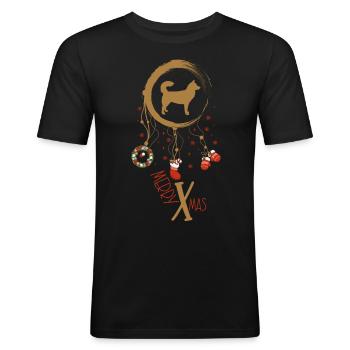 Sibirischer Husky Weihnachten Weihnachtstraumfänge - Männer Slim Fit T-Shirt - Schwarz - Vorne - Nik (191cm)