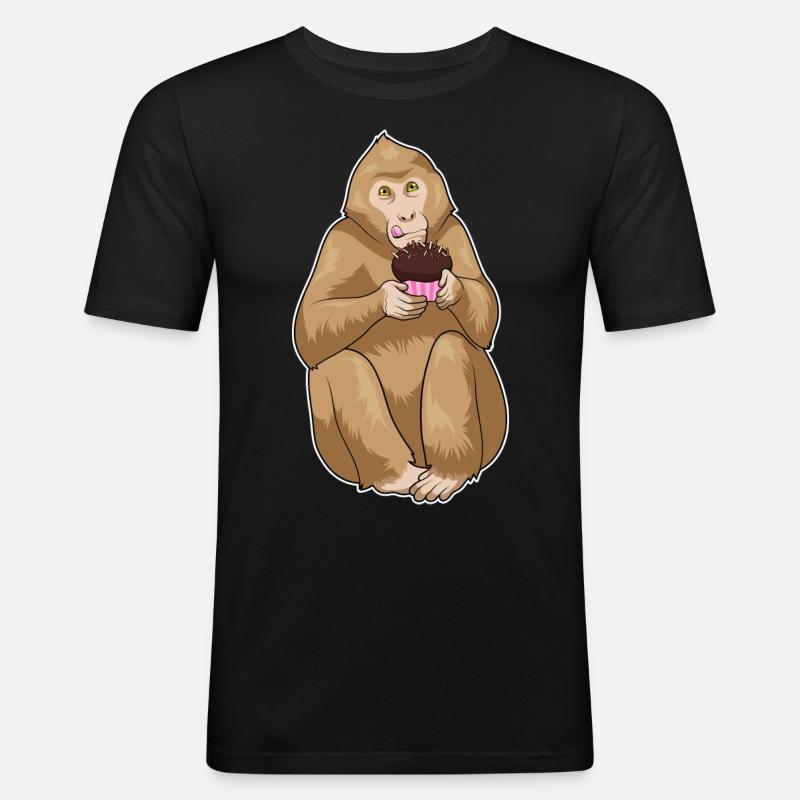 Affe Muffin - Männer Slim Fit T-Shirt - Schwarz