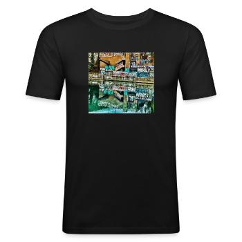 Graffiti art Hamburg - Men's Slim Fit T-Shirt - black - Front - Nik (191cm)