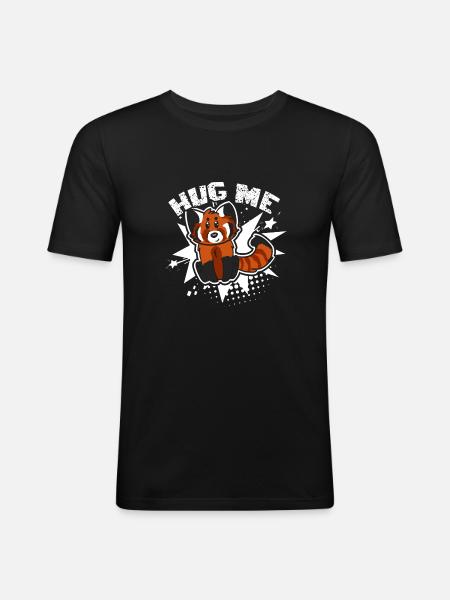Red Panda Hugs Me - Men's Slim Fit T-Shirt - black