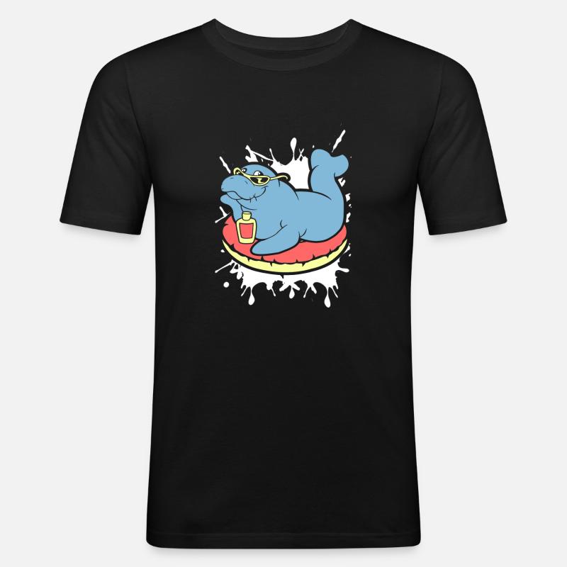 Funny Manatee Does Sunbath - Men's Slim Fit T-Shirt - black
