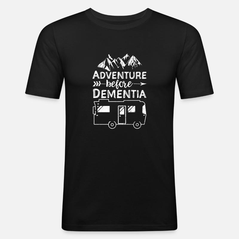 Adventure Before Dementia - Männer Slim Fit T-Shirt - Schwarz