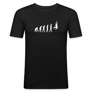 Evolution du basket - T-shirt près du corps Homme - noir - Devant - Nik (191cm)