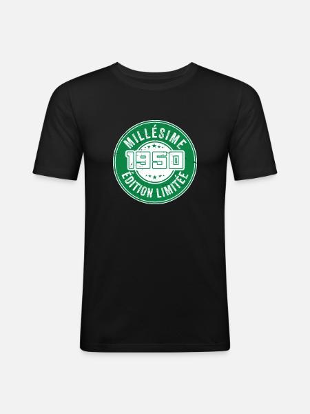 Millésime 1950 | édition limitée - T-shirt près du corps Homme - noir