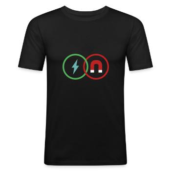 Elektrizität und Magnetismus - Männer Slim Fit T-Shirt - Schwarz - Vorne - Nik (191cm)