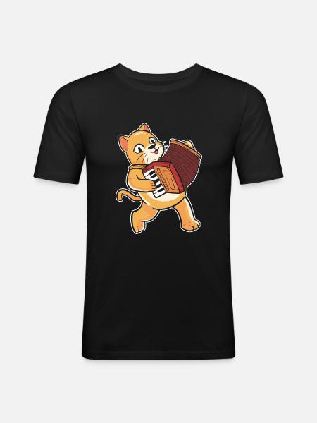 Accordéon - T-shirt près du corps Homme - noir