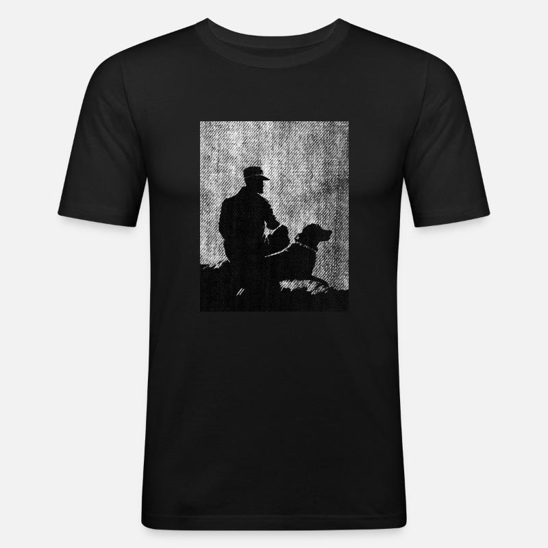Beste Freunde Mann mit Hund - Männer Slim Fit T-Shirt - Schwarz