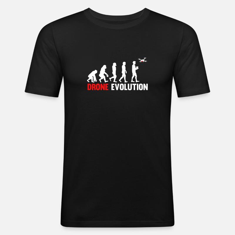 Drone Evolution - Männer Slim Fit T-Shirt - Schwarz