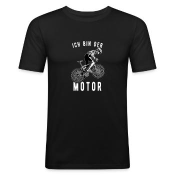 Ich bin der Motor Fahrrad Shirt - Männer Slim Fit T-Shirt - Schwarz - Vorne - Nik (191cm)