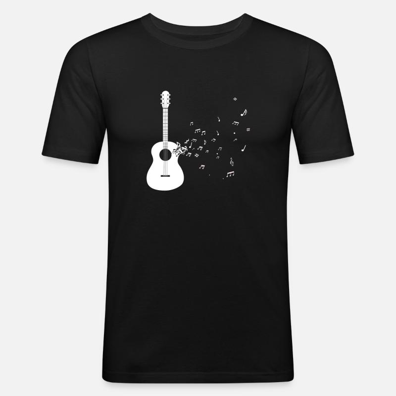 Gitarre - Männer Slim Fit T-Shirt - Schwarz