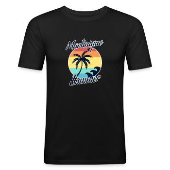 Martinique - Männer Slim Fit T-Shirt - Schwarz - Vorne - Nik (191cm)
