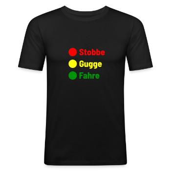 Stobbe Gugge conduisant feu léger dictons drôles Saxe - T-shirt près du corps Homme - noir - Devant - Nik (191cm)