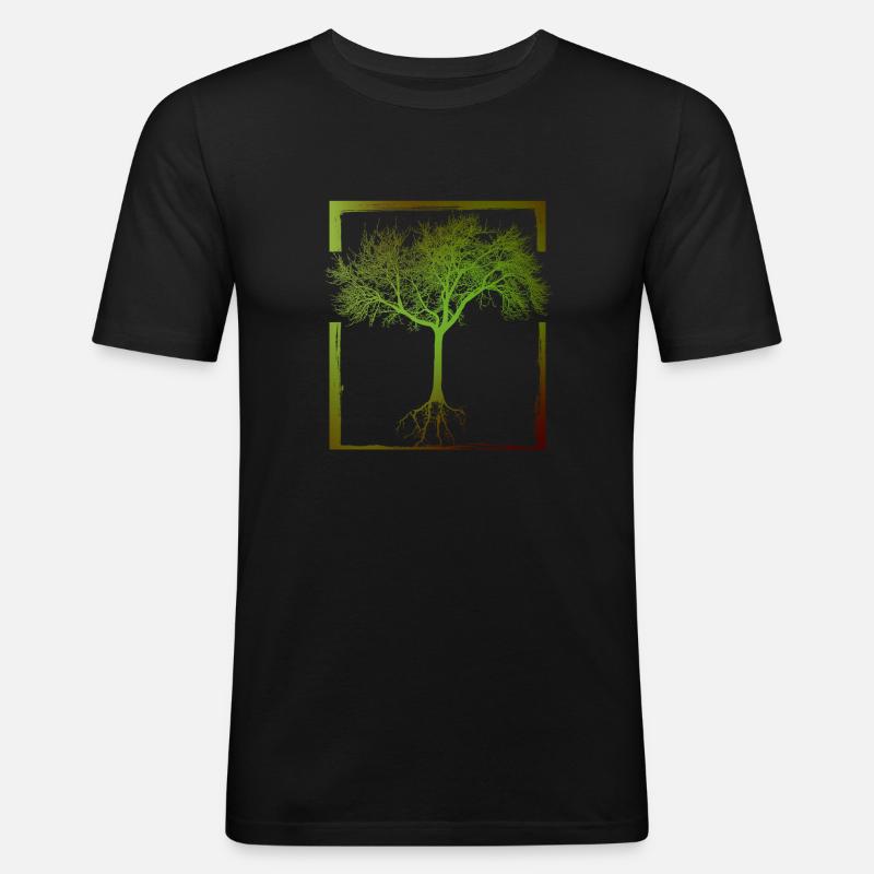 Mutter Natur - Rahmen 01 - Männer Slim Fit T-Shirt - Schwarz