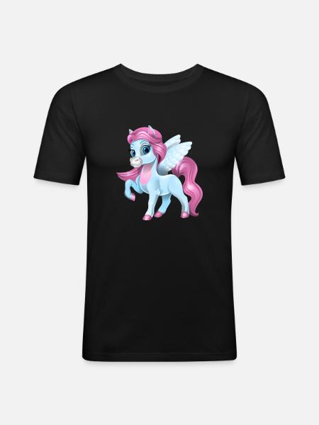Einhorn - Männer Slim Fit T-Shirt - Schwarz