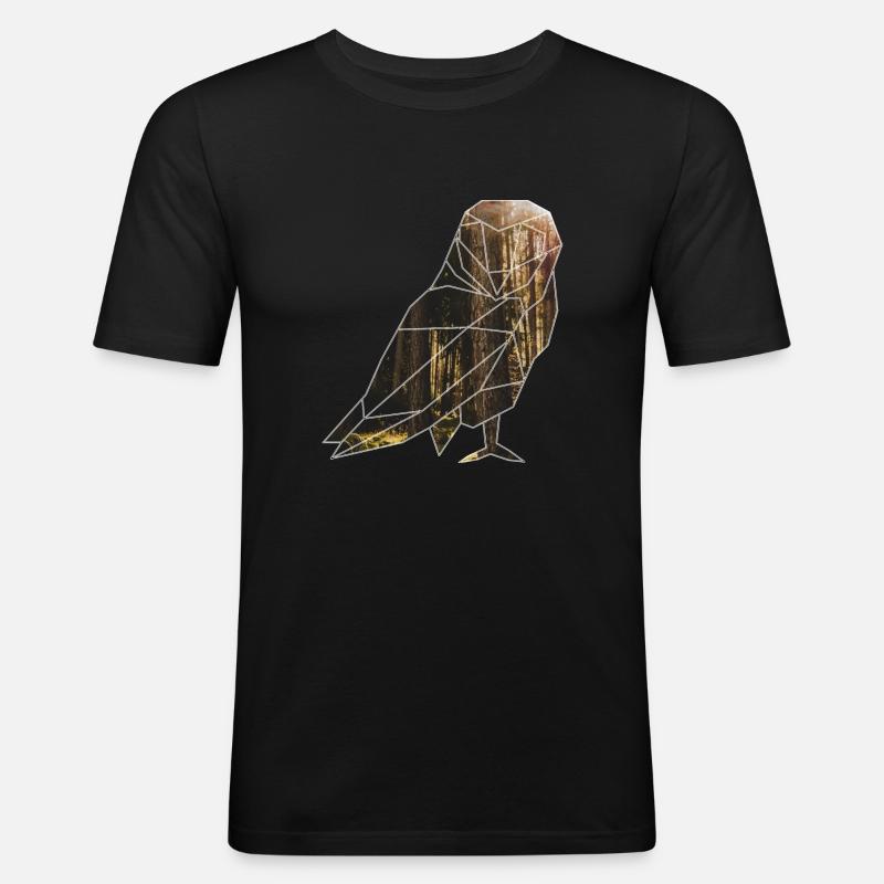 Die Eule im wald - Männer Slim Fit T-Shirt - Schwarz