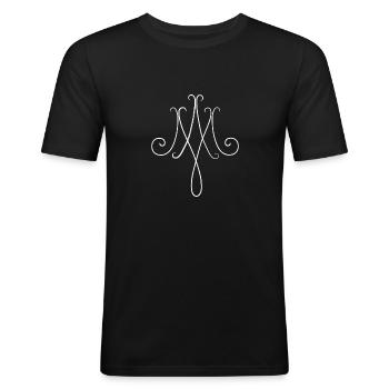Insignes de la Sainte Vierge Marie MA - T-shirt près du corps Homme - noir - Devant - Nik (191cm)