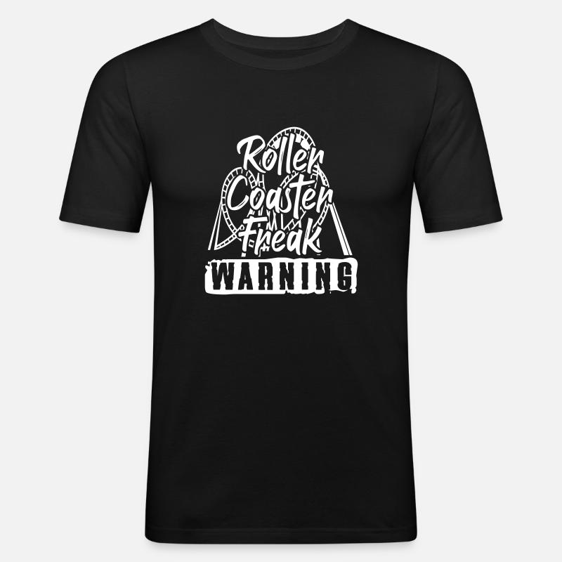 Roller Coaster Freak - Männer Slim Fit T-Shirt - Schwarz