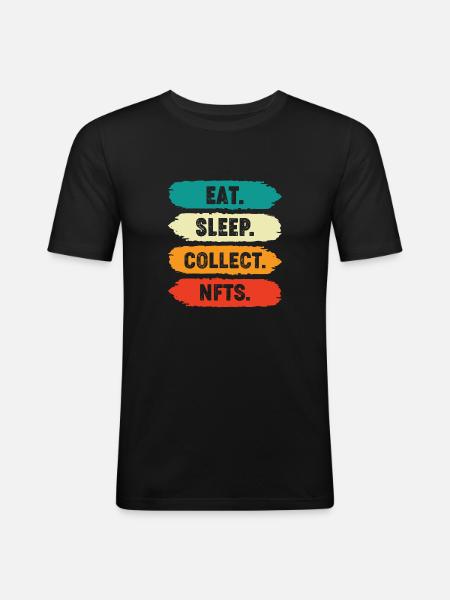 EAT SLEEP COLLECT NFT - Men's Slim Fit T-Shirt - black