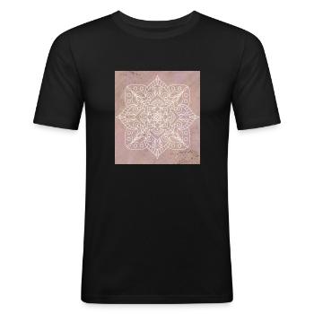 Mandala - Männer Slim Fit T-Shirt - Schwarz - Vorne - Nik (191cm)