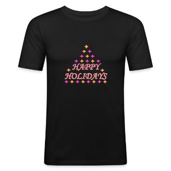 Frohe Feiertage - Männer Slim Fit T-Shirt - Schwarz - Vorne - Nik (191cm)
